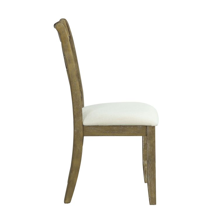 Karsen Beige Linen & Rustic Oak Finish Side Chair Set Of 2