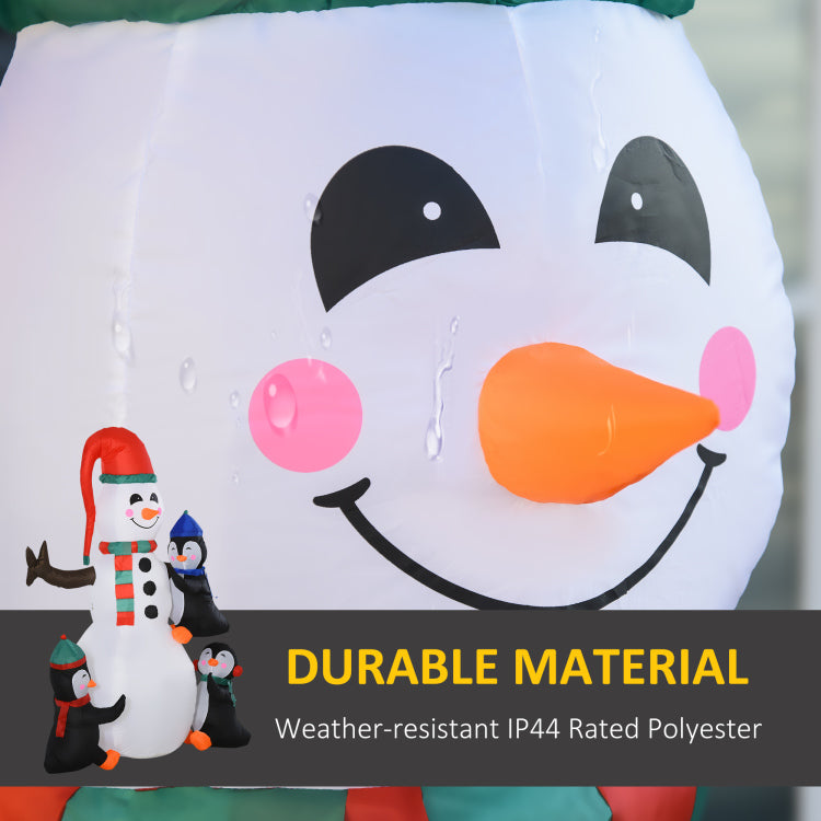 Homcom 6' Christmas Inflatables Outdoor Decorations Snowman With Penguins, Blow Up Yard Christmas Decor With Led Rotating Colorful Light