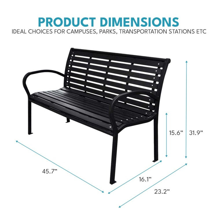 45.7In. Patio Bench Black Steel And Wpc