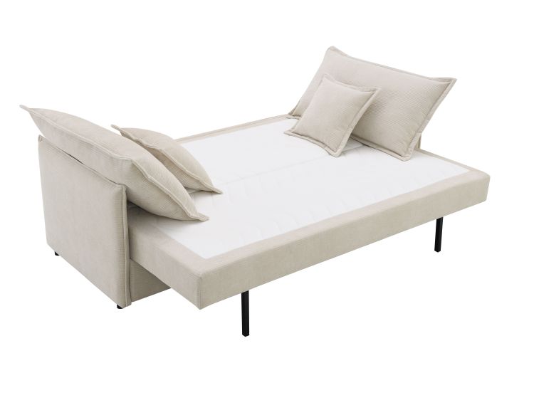 Elisea Beige Fabric Sleeper Sectional Sofa W 2 Toss Pillows