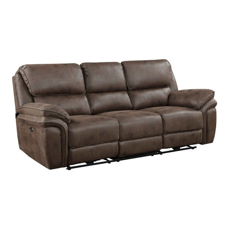 Plush Modern Design Living Room Power Reclining Sofa Brown Microfiber Upholstery Usb Port Solid Wood Frame Furniture 1Pc