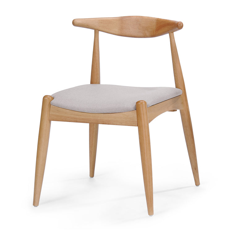 Set Of 2 Rubberwood Dining Chairs With Ergonomic Backrest & Comfort Cushions, Natural Beige Same Sku: 59296.00Fbei