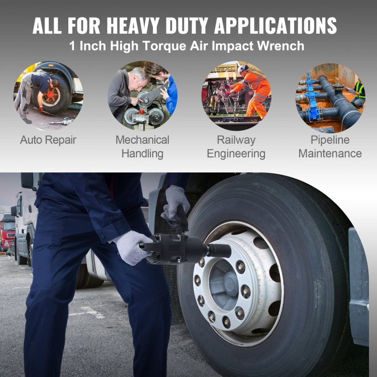 1 Inch Air Impact Wrench, Up To 2730 Ft Lbs Reverse Torque Output 1" Pneumatic Impact Gun Lightweight W 2 Handles For Heavy Duty Repairs And Maintenance