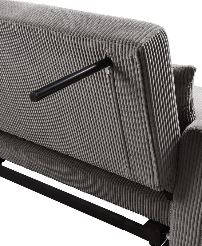 Justina 54"W Brown Corduroy Convertible Sleeper Loveseat