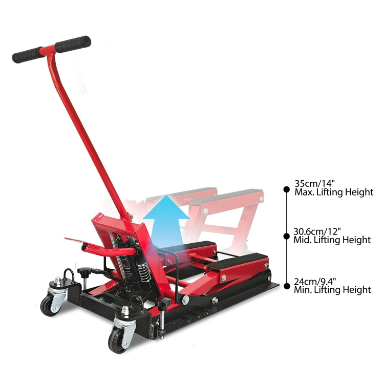 Hydraulic Motorcycle Lift Jack, 1500 Lbs Capacity, Atv Scissor Lift Jack Portable Motorcycle Lift Table With 4 Casters, Hydraulic Foot Operated Hoist Stand For Motorcycle Atv Utv Powersports