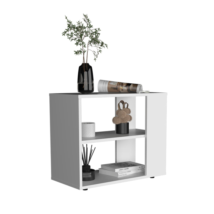 Garden 19,7" High Side Table , End Table, Sofa Table With Two Shelves White