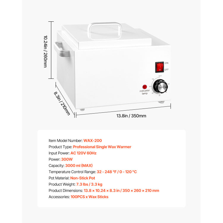 Single Wax Warmer 3000Ml Wax Warmer For Hair Removal 32 248 Adjustable