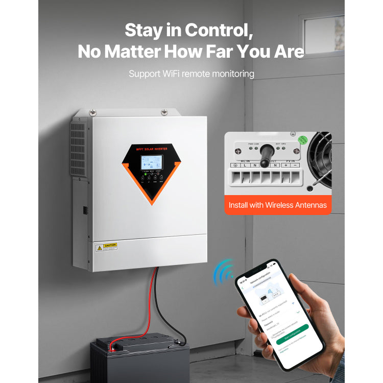 Hybrid Solar Inverter Charger 3000W 110 120V With Built In 100A Mppt Controller
