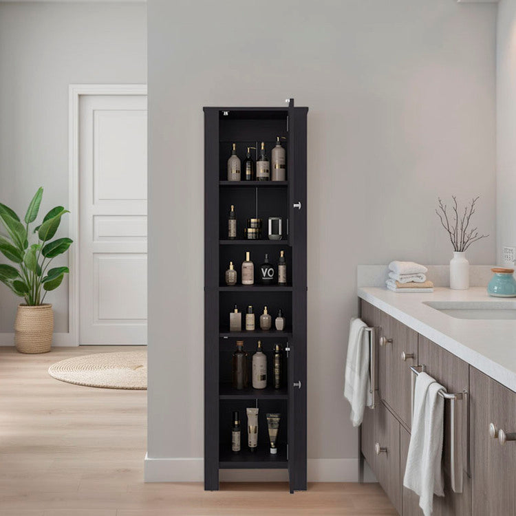 Vanessa Bathroom Cabinet With Auxiliary Storage Modern Freestanding Organizer, Space Saving Bathroom Storage