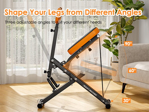 Squat Machine For Home Gym, Squat Rowing Machine With Adjustable Resistance And Optional Full Motion, Squat Assist Trainer For Glutes