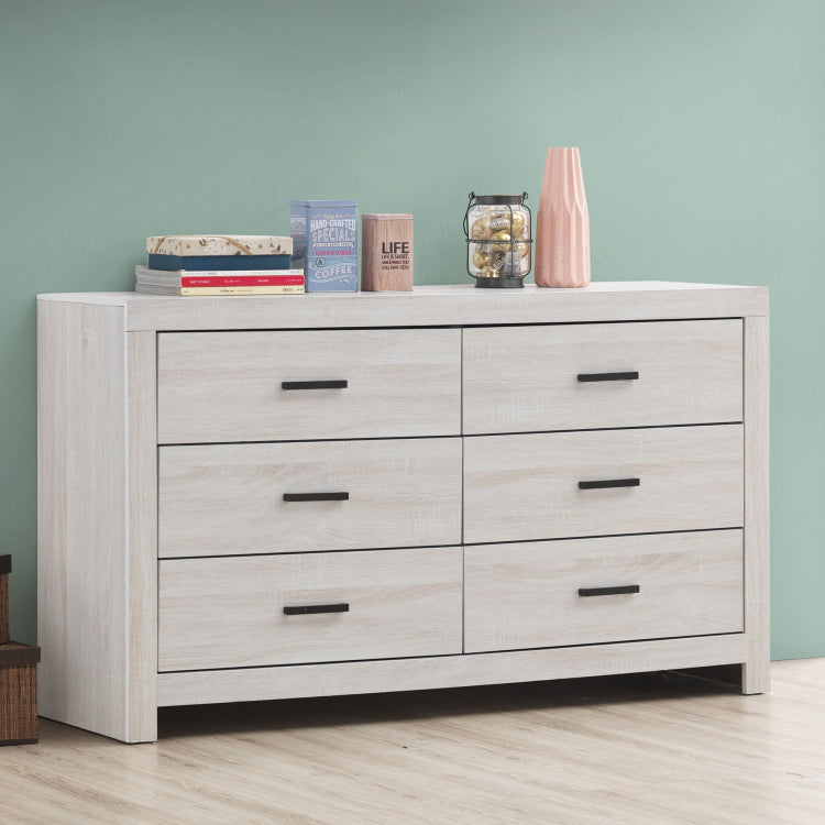 Sherwood Coastal White 6 Drawers Dresser