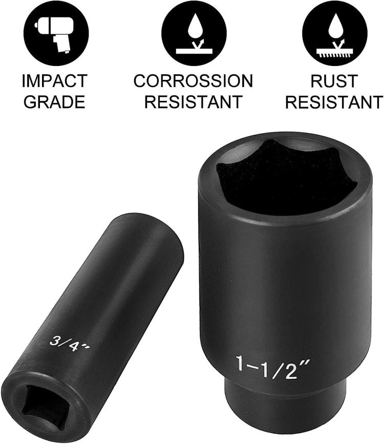 Impact Socket Set 1 2 Inches 19 Piece Impact Sockets, Deep Socket, 6 Point Sockets, Rugged Construction, Cr V, 1 2 Inches Drive Socket Set Impact 3 8 Inch 1 1 2 Inch, With A Storage Cage