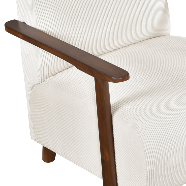 Modern Design 1Pc Accent Chair Beige Corduroy Seat Cushions Solid Wood Living Room Furniture