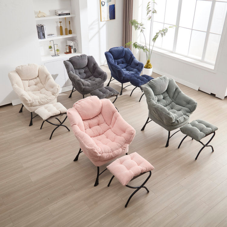 Lazy Chair With Ottoman, Modern Lounge Accent Chair With Armrests And A Side Pocket, Leisure Upholstered Sofa Chair Reading Chair With Footrest For Small Space, Corner Chair Grey