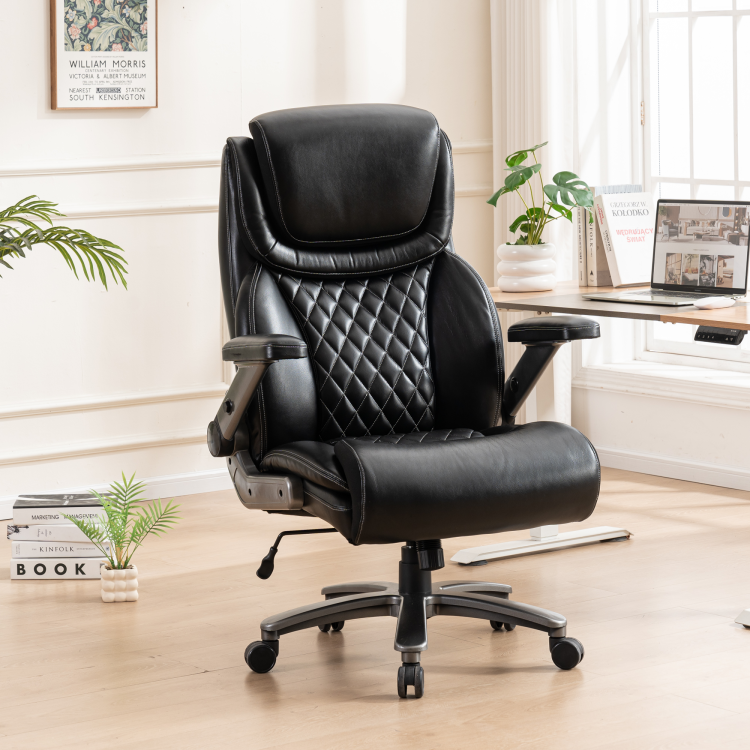 Office Chair, 500 Lbs Ergonomic Big And Tall Computer Desk Chair, High Back Executive With Adjustable Headrest, 3D Reversible Armrests, Silent Wheels For Home, Office, Gaming Black