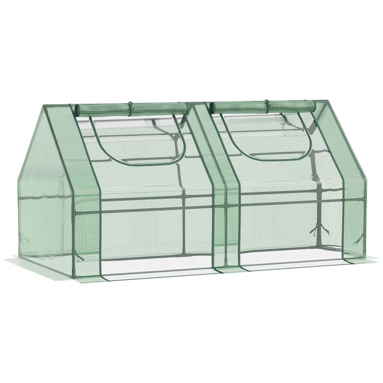 Outsunny 6' X 3' X 3' Portable Greenhouse, Garden Green House With 2 Pe Plastic Covers, Steel Frame And 2 Roll Up Windows, Green