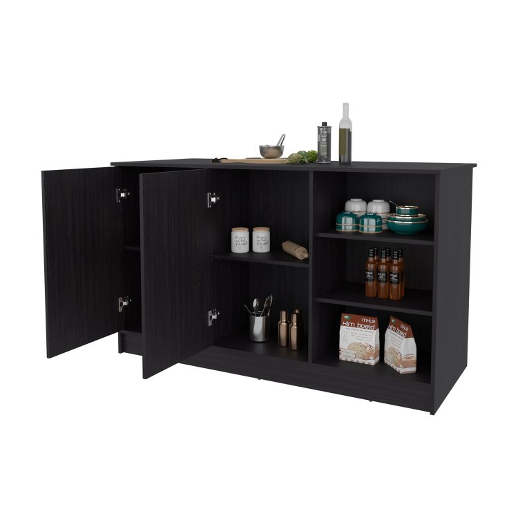 Wengue Kitchen Island With 2 Door And Open Storage