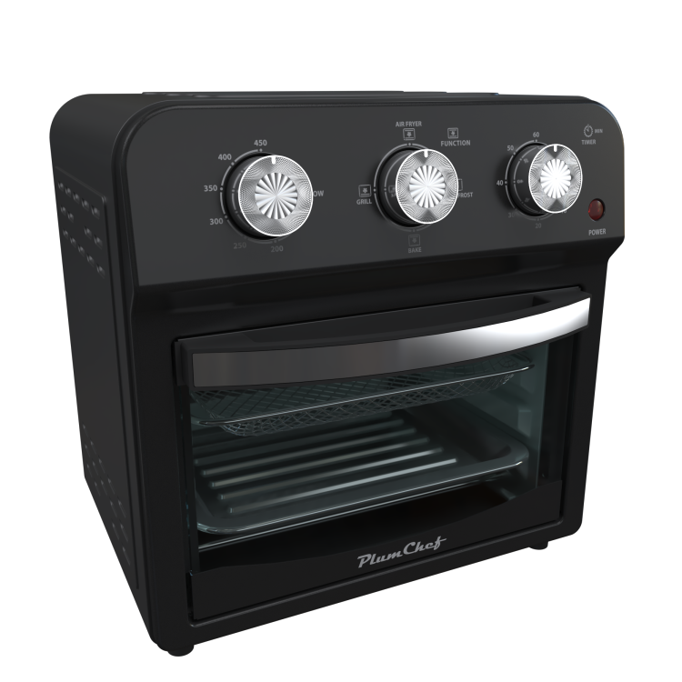 12.5 Quart Air Fryer Convection Toaster Oven, 1500W, 4 Cooking Modes, 7 In 1 Multifunction With Roast, Bake, Grill, Broil, Toast, Dehydrate, Defrost, Stainless Steel, Black