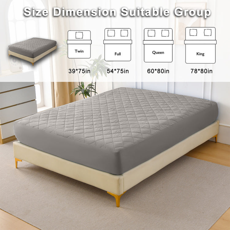 Diamond Grid Ultrasonic Waterproof Mattress Protector Gray Size K