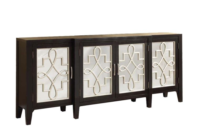 Kacia Antique Black Finish Console Cabinet