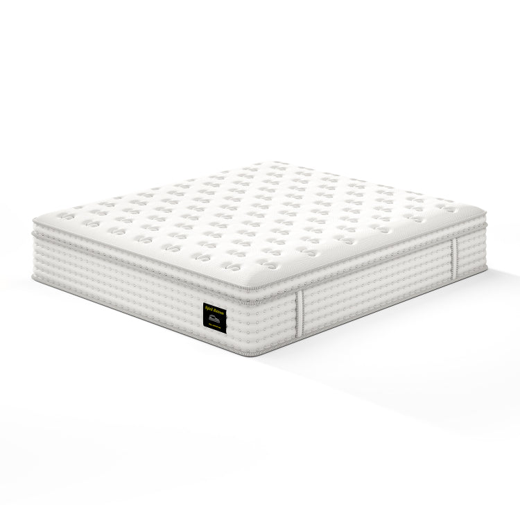 14'' Hybrid Mattress King, Memory Foam & Pocket Springs For Pressure Relief, Fiberglass Free Ergonomic Home White