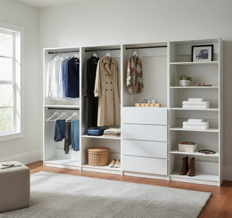 Prosper White Freestanding Walk In Wood Closet System