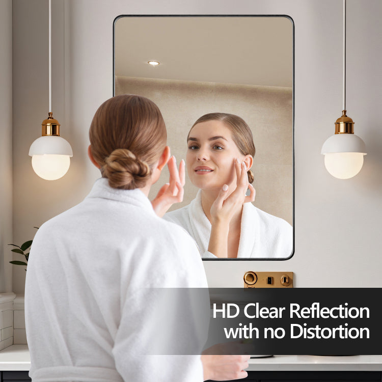 20X30 Inch Black Aluminium Frame Bathroom Mirror