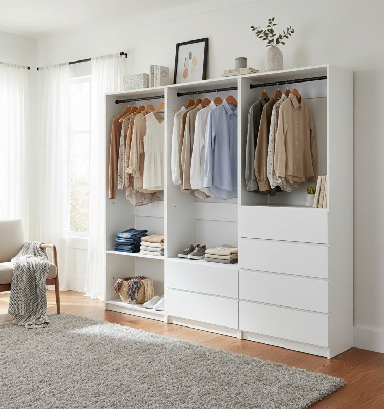 Prosper White Freestanding Walk In Wood Closet System