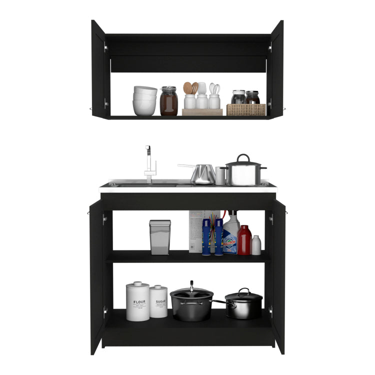 Cabinet, Two Parts Set, Black