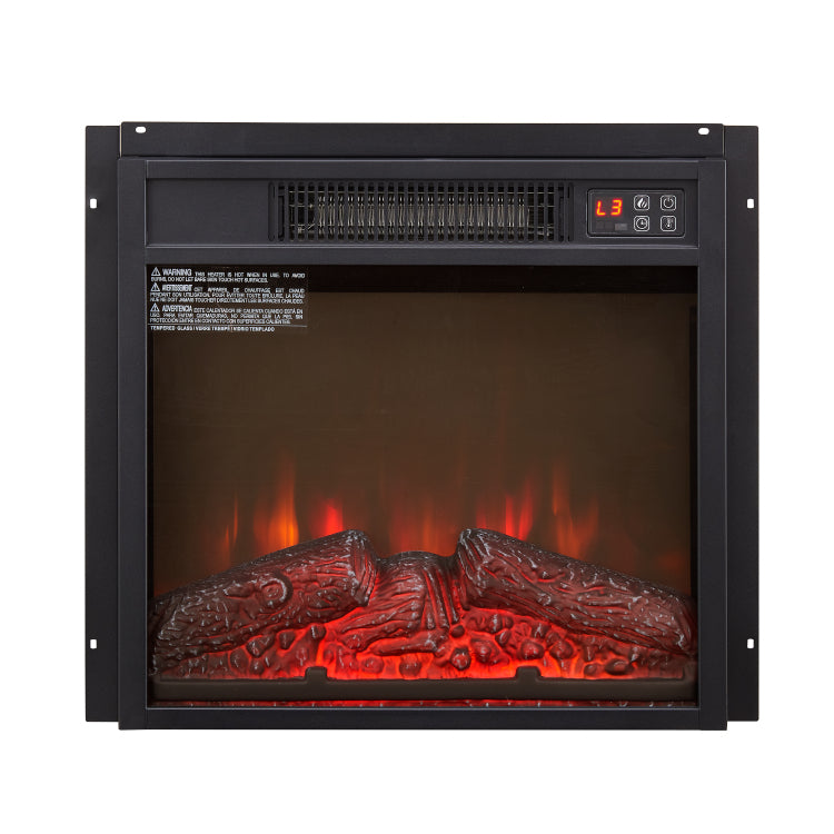 Electric Fireplace Insert 18" 1400W 120V ,Equipped With Remote Control, Ultra Thin Heater With Log Set & Realistic Flame Black