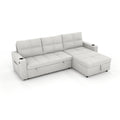 Convertible Fabric Sofa Bed, Pullout Sectional Sleeper Sofa Couches With Usb Charging & Cup Holders, L Shape Sleeper With Storage For Living Room Beige