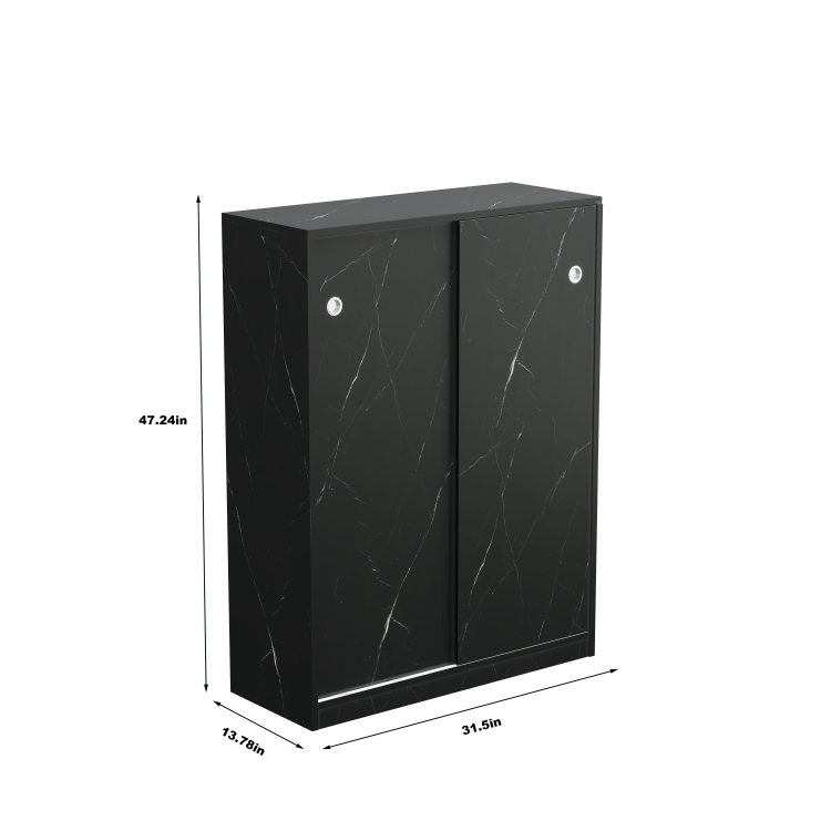 Marble Black Shoe Cabient With Sliding Door Have 6 Layers Can Storage At Least30 Pairs Shoes