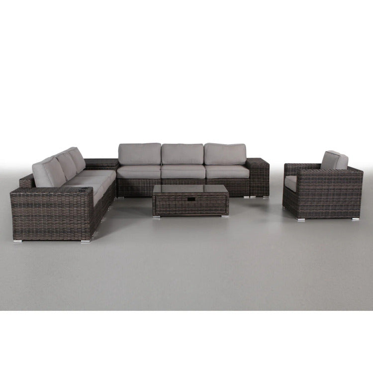 11 Piece Outdoor Sectional Seating Set With Cushions Fully Assembled