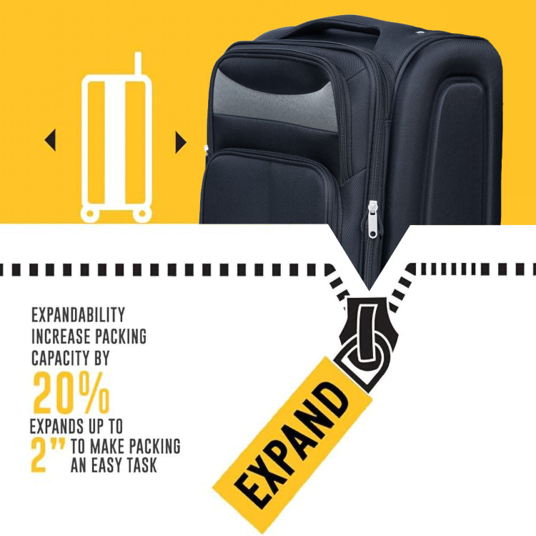 20 24 Travel Case Two Piece Suitcase Set Oxford Trolley Case Without Password Lock Universal Wheel Oxford Cloth Backpack Black
