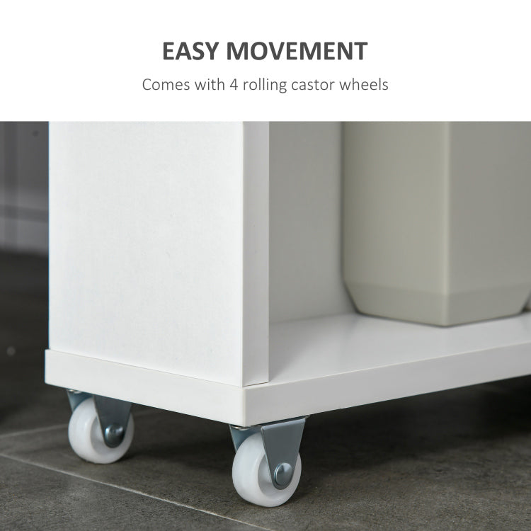 Kleankin Slim Bathroom Cabinet With Wheels Storage Organizer, White