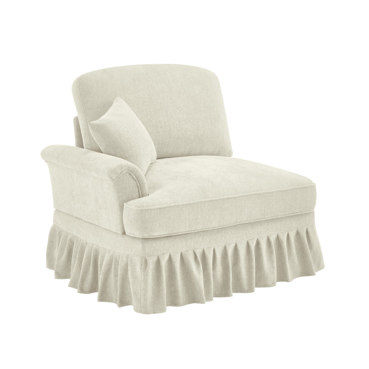 Sofa Lsf Chenille W 1 Pillow Beige White