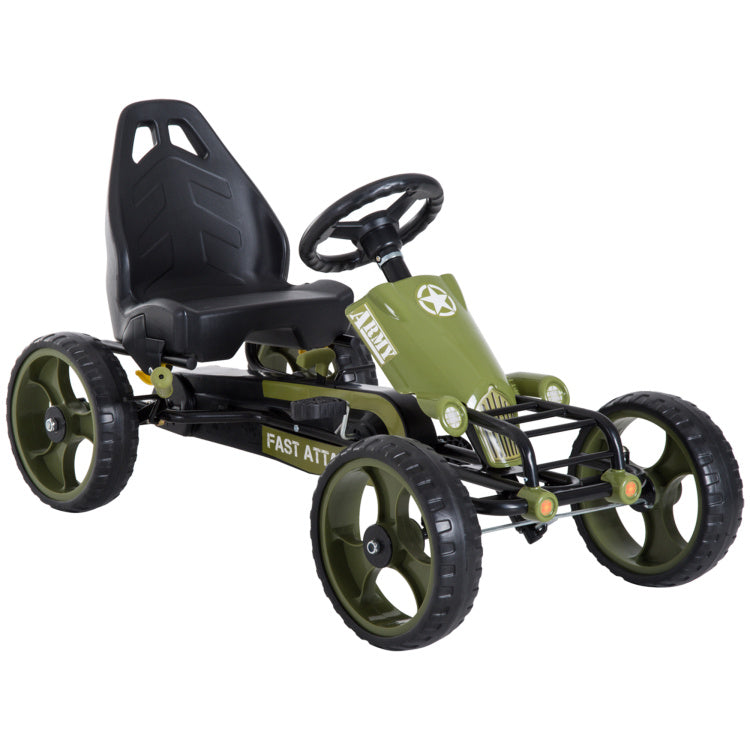 Aosom Go Kart For Kids, Pedal, Go Kart With Adjustable Seat, Eva Wheels, Forward, Backward, Ride On Car For Boys And Girls 3 6 Years Old, Green