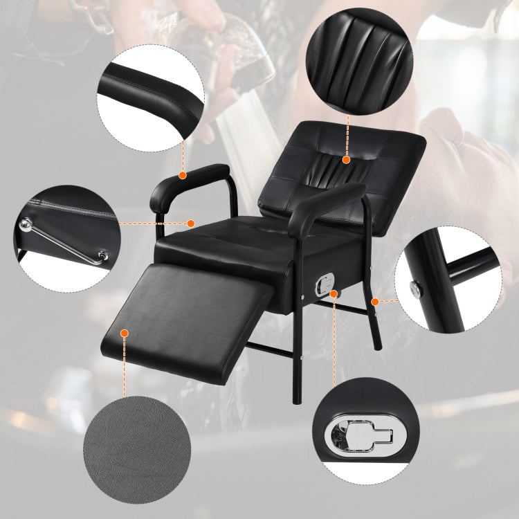 Shampoo Chair With Footrest For Salon, Reclining Salon Chair For Barber & Hair Stylist Chair, Controled Recline Spa Beauty Equipment, Black