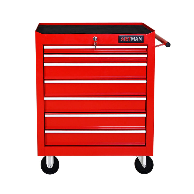 7 Drawers Multifunctional Tool Cart With Wheels Red