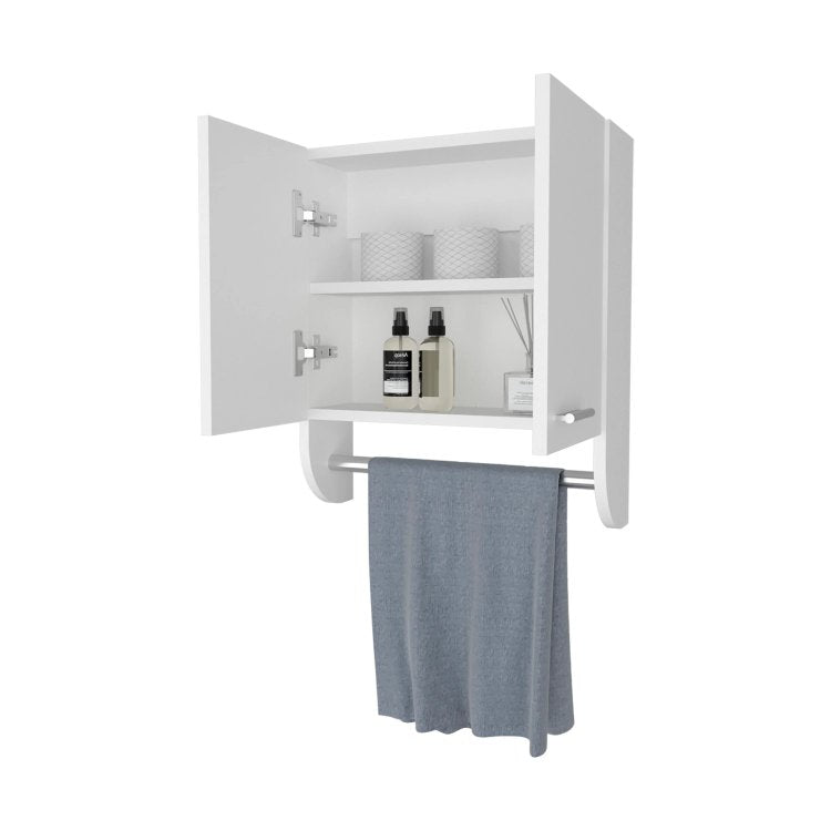 White Medicine Cabinet With Towel Bar