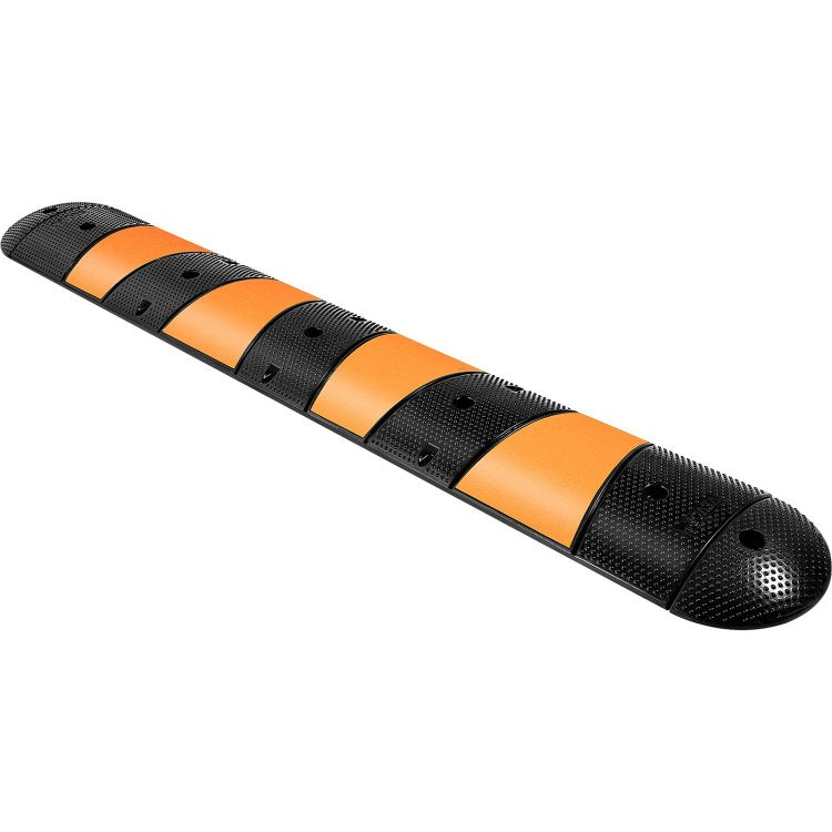 Rubber Speed Bump, 1 Pack 2 Channel Speed Bump Hump, 72" Long Modular Speed Bump Rated 22000 Lbs Loading, 72.8 X 12.2 X 2.2 Garage Speed Bump For Asphalt Concrete Gravel Driveway With 2 End Cap