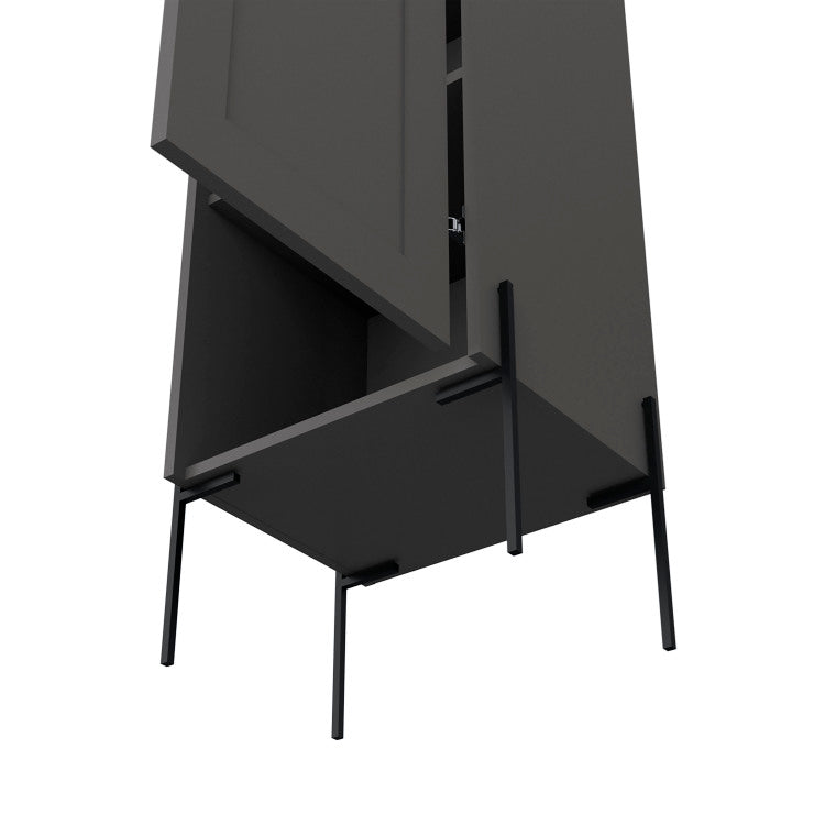 Linen Cabinet 70.8" H, With 1 Door And 4 Shelves, Matt Gray