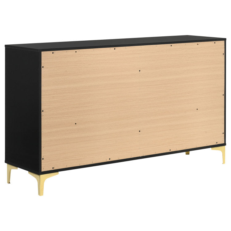 Lexie Black And Gold 6 Drawer Rectangular Dresser
