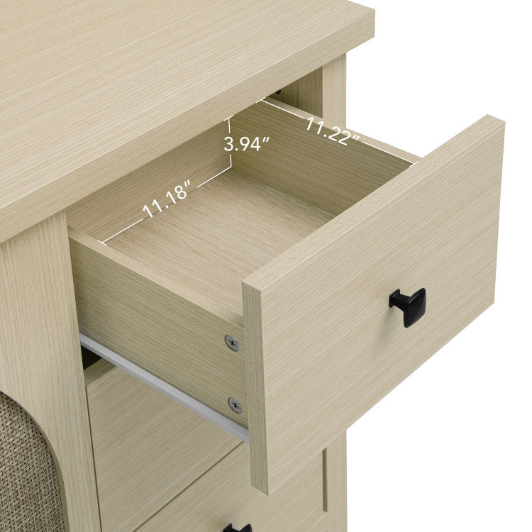 Rattan 2 Door 3 Drawer Cabinet, Suitable For Bedroom, Living Room, Study