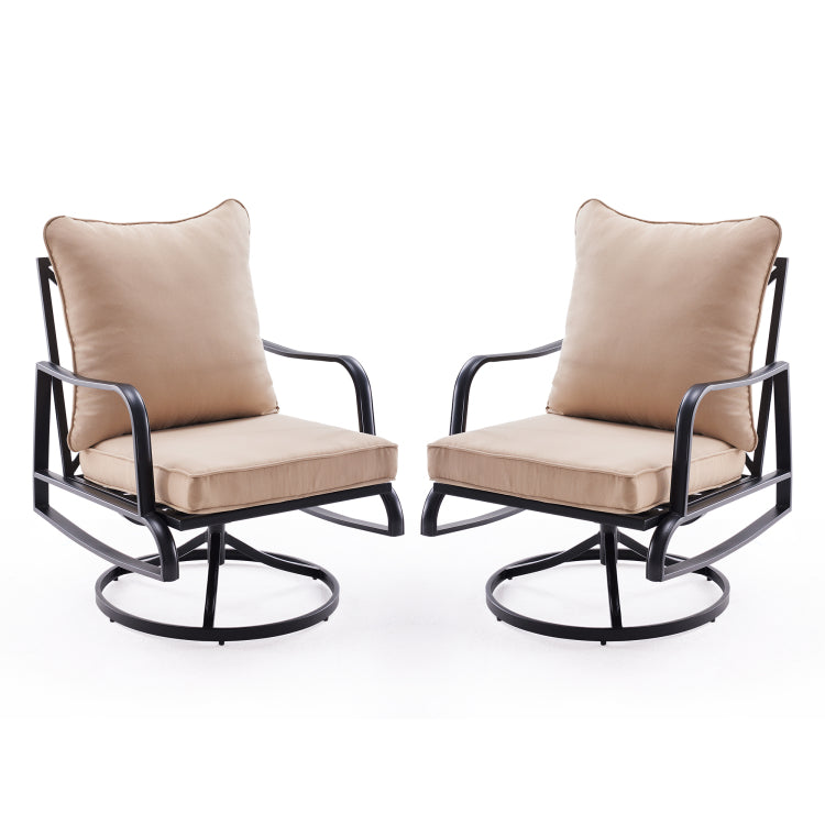 Patio Furniture Set Of 2, Outdoor Swivel And Rocking Patio Chairs With 4" Thick Cushions, Bistro Set For Porch, Balcony, And Backyard
