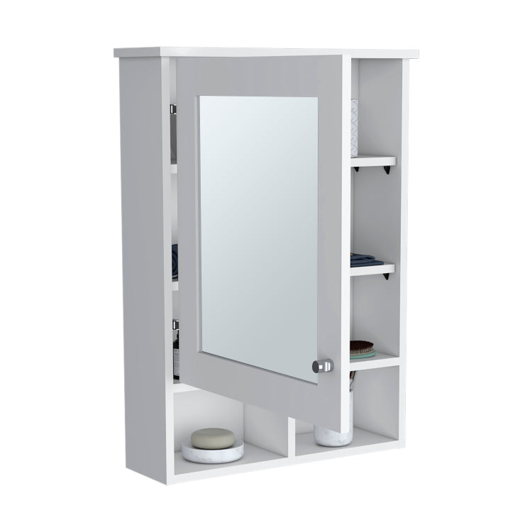 Vina Medicine Cabinet With Mirror Door 29" High Cabinet Organizer With Three Concealed Shelves And Two Open Shelves For Bathroom, Kitchen, Mudroom