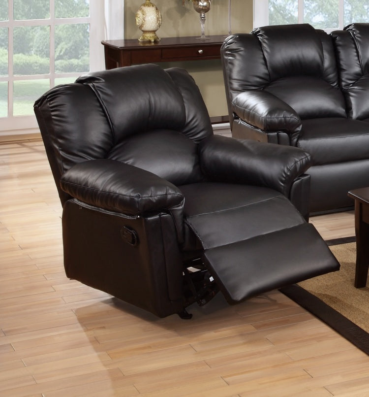 Motion Recliner Chair 1Pc Glider Couch Living Room Furniture Black Bonded Leather