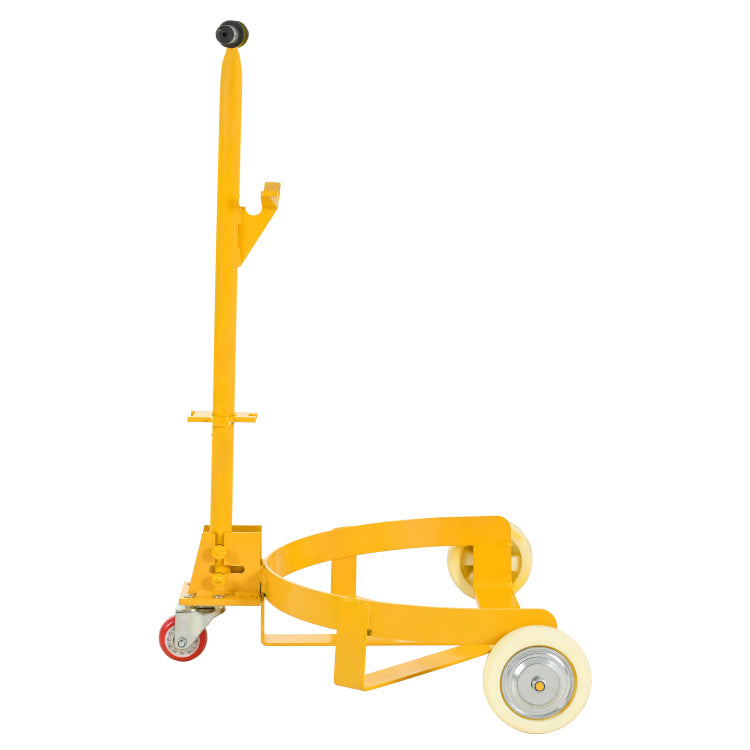 55 Gallon Drum Dolly, 1200Lbs Capacity, With 2 Fixed Pu Wheels And 1 Swivel Wheel Low Profile Steel Oil Drum Caddy Oil Barrel Drum Roller Hand Cart