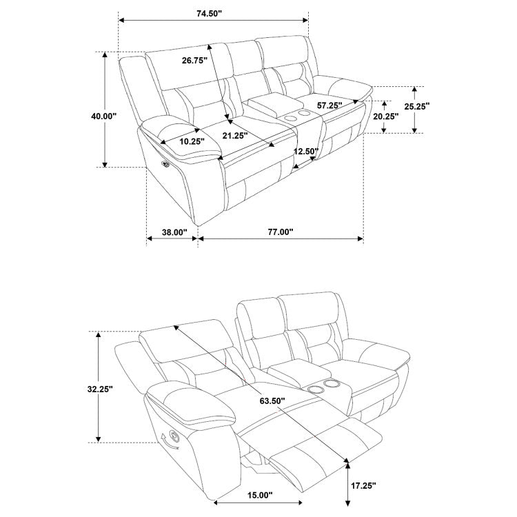 Brazelton Brown Upholstered Glider Loveseat With Console