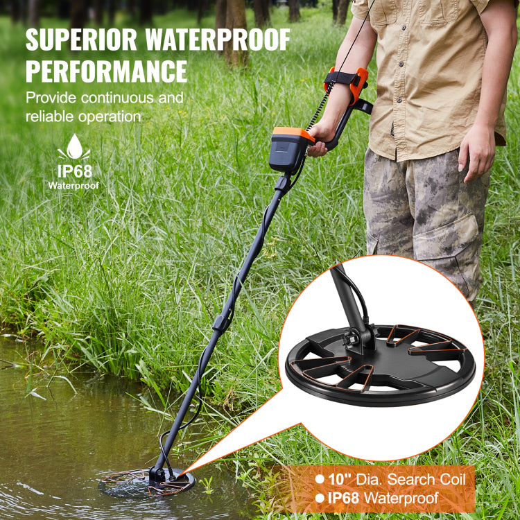 Metal Detector For Adults & Kids, 10 Inch Waterproof Search Coil With Lcd Display 7 Modes, Adjustable 41'' 52'' Aluminum Stem, Dsp Chip Higher Accuracy Gold Detector 10'' Detection Depth
